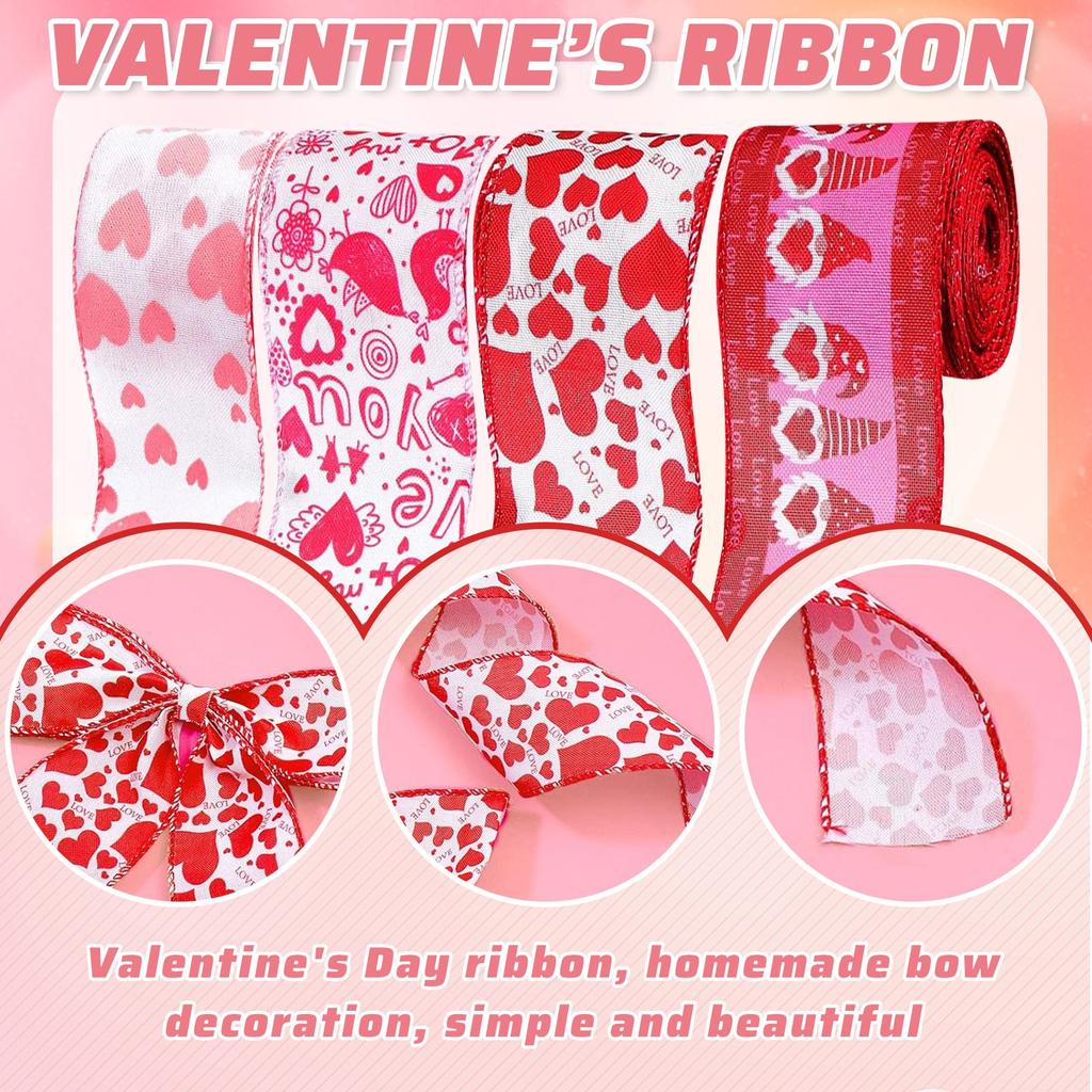 Узор из лент ко Дню святого Валентина Украшение из проволочной ленты в форме сердца Лента с проволочным краем Сделай сам Поделки Упаковка Свадьба