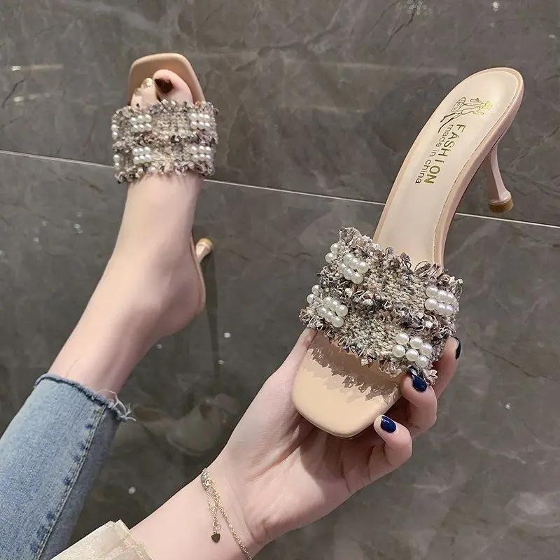 Босоножки на танкетке для женщин, туфли для стриптиза, высокие каблуки, китайцы, шлепанцы, модные пляжные тапочки, женские сандалии, женские дизайнерские каблуки