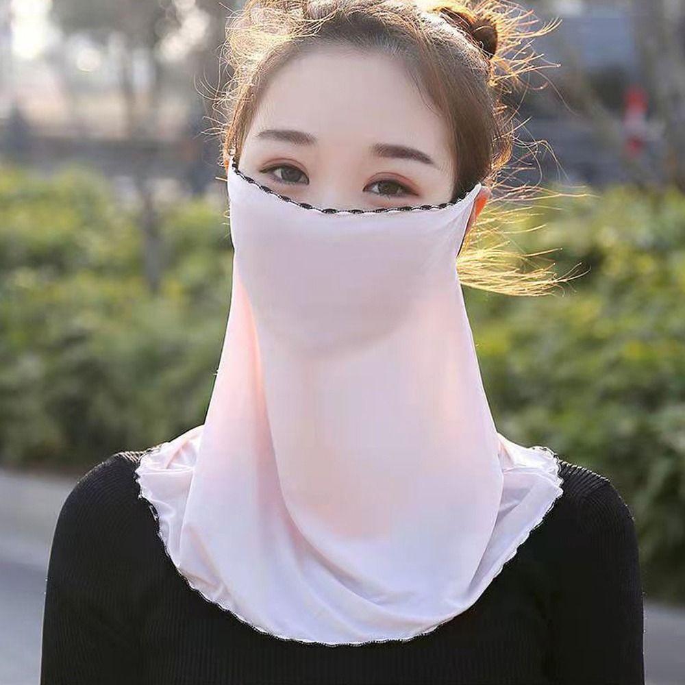Floral Sunscreen Veil Driving Face Mask Summer Sunscreen Mask Face Gini Mask Womne Neckline Mask
