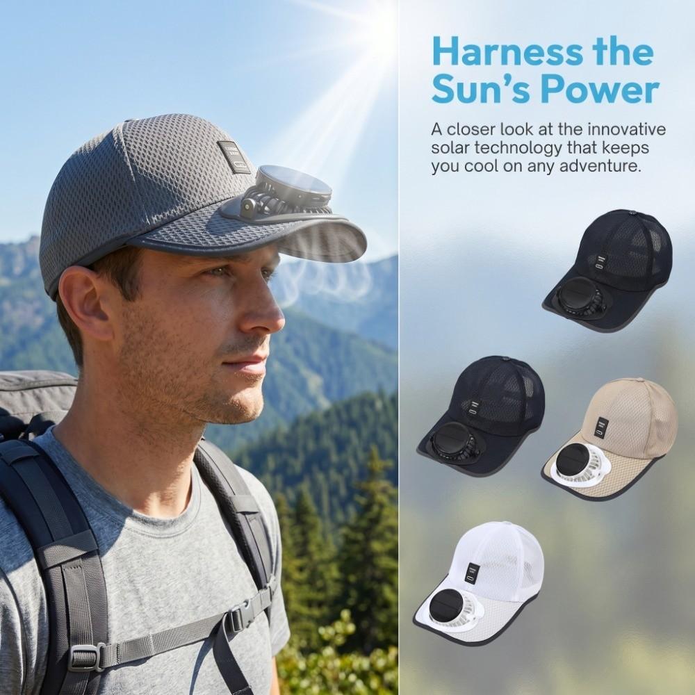 Sun Protection Baseball Cap with Fan Strong Wind Summer Fan Visor Cap Cooling Fishing Hats  Sport