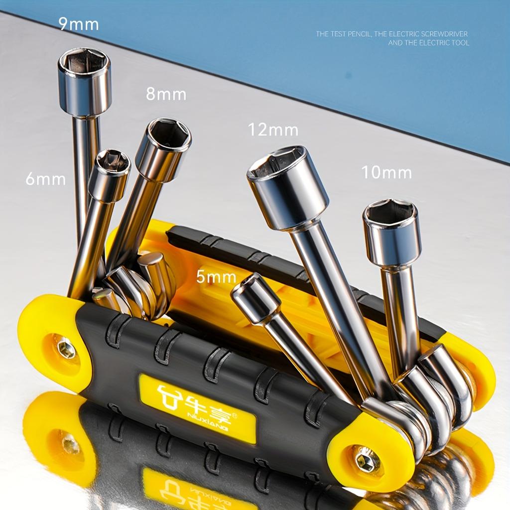 Портативный складной набор шестигранных ключей - стандартные и шестигранные ключи, прочная металлическая конструкция, подходит для бытового и промышленного использования