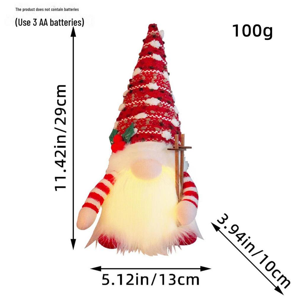 Кукла Рудольф и украшения в виде гномов без лиц с огоньками и пайетками для Рождества
