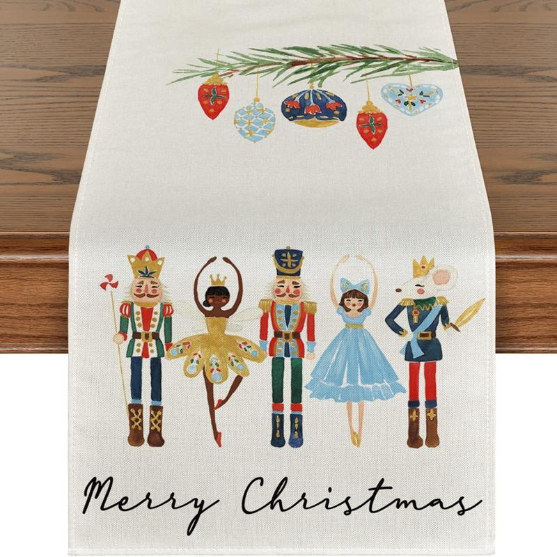 Linen Christmas Table Runner Snowman Xmas Tree Home Dining Table Cover Tablecloth 2025 Navidad Noel Christmas Decorations 2025