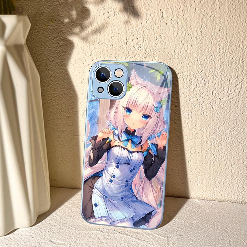 Чехол для телефона Nekopara Chocola Vanilla для iPhone 14 13 12 Mini 11 Pro XS Max X XR 14 Plus Закаленное стекло
