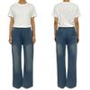 European and American new high-waisted side bag wide-leg pants women's jeans