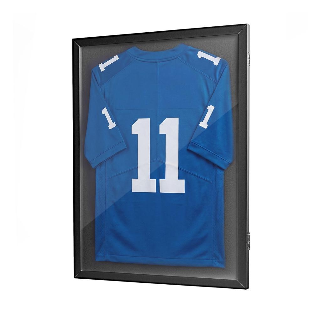 Jersey Frame Display Case, 79.5x 59x 4 cm, Wooden Sport Jersey Shadow Box with 98% UV Protection PC Panel and Hanger, Magnetic Lock, for Baseball