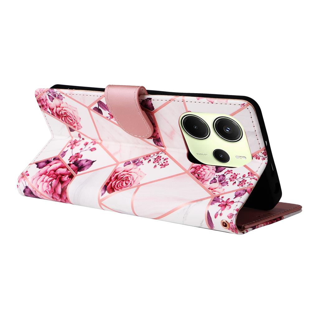 Для Xiaomi Redmi Note 14 4G (164,84мм) Чехол Лакированный Мраморный Узор Кожаный Чехол для Телефона