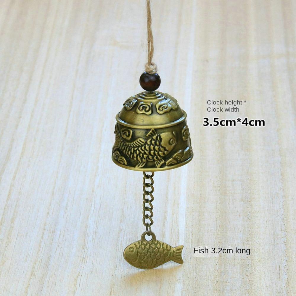 New Auspicious Wind Chime Dragon and Fish Patterned Handmade Pendant Temple Wind Bell Decoration Retro Wall Hanging Bell