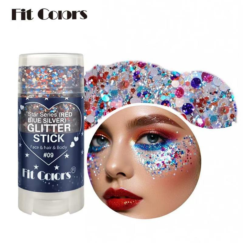 Fit Colors Серия «Звезда» Блестящий стик Сияние для тела Лица Волос Хайлайтер Крупные блестки для фестиваля Макияж для вечеринки с фейерверками к 250-летию США Рейвы