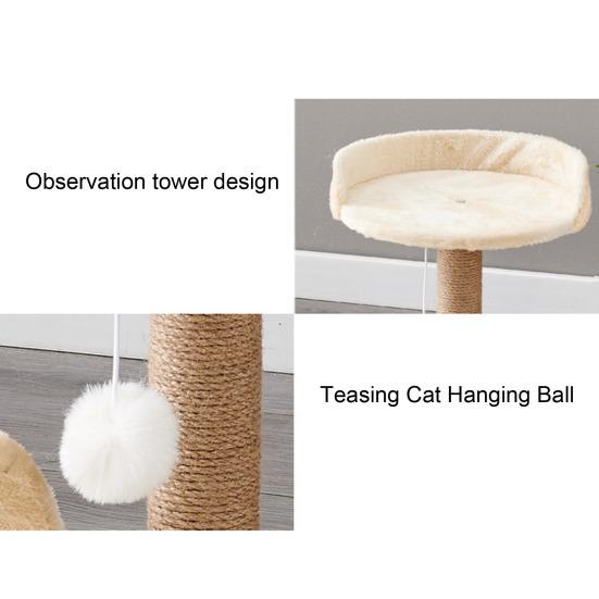 Дерево для кошек Yousheng с когтеточкой и насестом для кровати, башня для лазанья с подвесным пушистым шаром, сизалевая когтеточка для домашних кошек