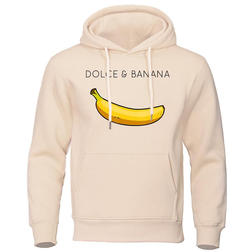 Dolce & Banana Милая печатная мужская толстовка с капюшоном Свободная повседневная одежда Модные теплые флисовые толстовки с капюшоном Индивидуальная уличная хип-хоп толстовка