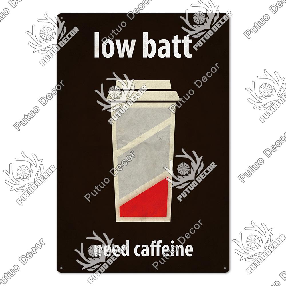 Putuo Decor Coffee Vintage Tin Sign Plaque Metal Plate Wall Art Posters for Kitchen Bar Cafe Room Retro Iron Painting