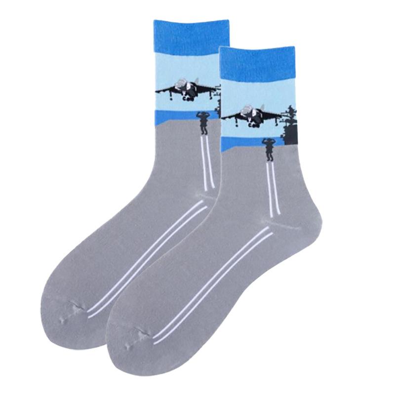 1 пара забавных носков Ins Astronaut Airplane Heaven Body Middle Tube для мужчин Happy Socks Streetwear из хлопка для мужчин, скейтбордистов, для мальчиков, для взрослых