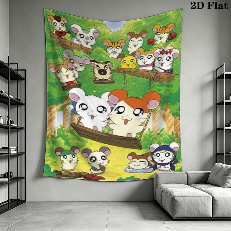 Hamtaro Wall Tapestry Aesthetic Wall Hanging Printed Fabric Blanket Decorative Tapestries for Bedroom Living Room Home Decor
