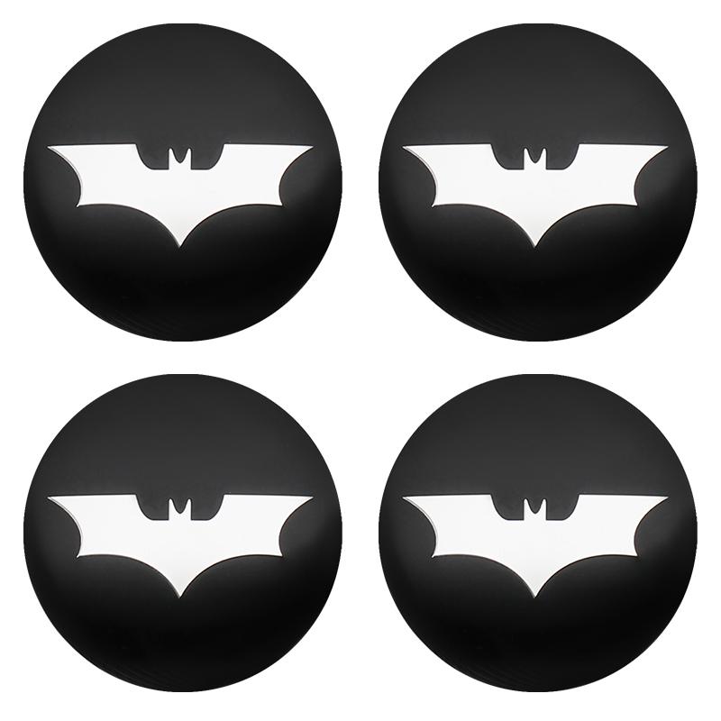 4pcs 56mm+60mm Car Styling Bat Logo Badge Car Wheel Center Hub Cap Rim Cover Emblem Stickers Decorative Decal Auto Accessories