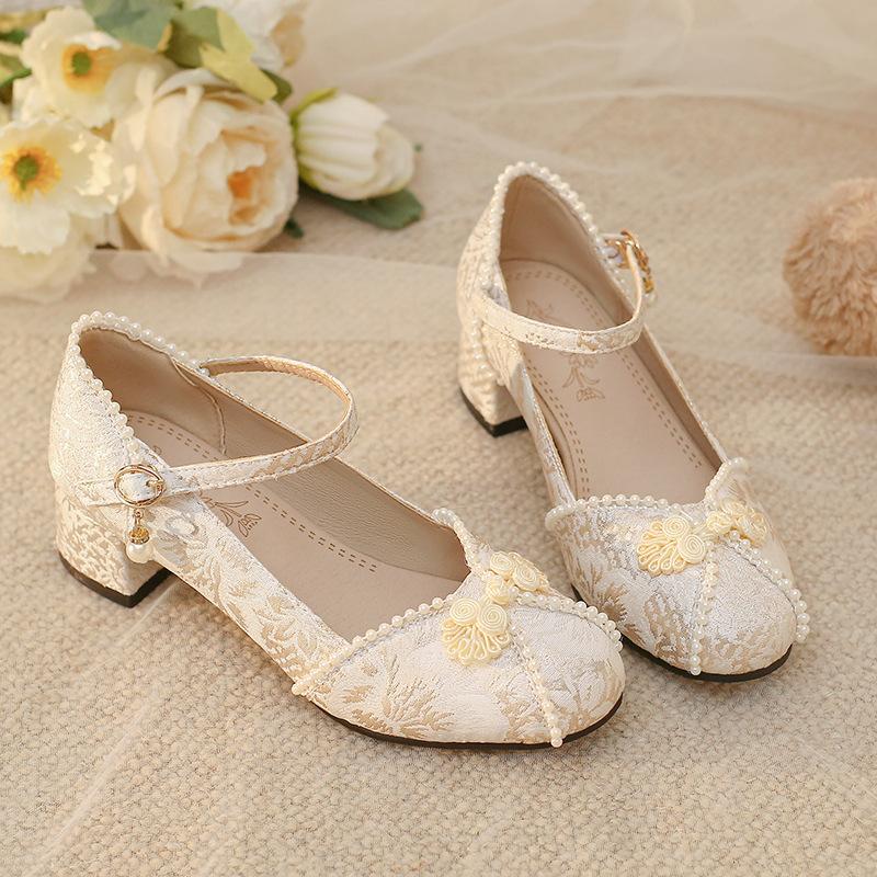 Original and Genuine Huaiyu Yana Lolita Shoes Chinese Style Hanfu Cheongsam Thick Heel Single Shoes Women