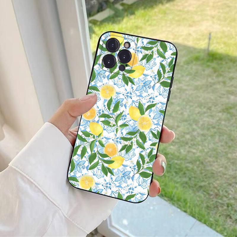 Mediterranean Lemon Phone Case For iPhone 6 7 8 Plus 11 12 13 14 Pro SE 2020 MAX Mini X XS XR Back Funda Cover