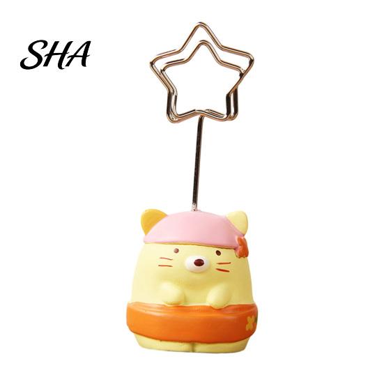 Healing Atmosphere Decor Desktop Memo Clip Stand, Cartoon Animal Message Note Holder, Cute Resin Base Photo Display Clip, Table Number Name Card Place
