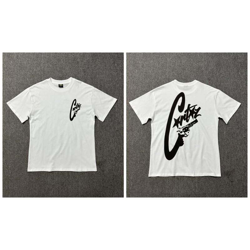 Cortez Phantom Letter Print Short Sleeve T-Shirt Couples Loose Fit Cotton Tee Teens Daily Wear
