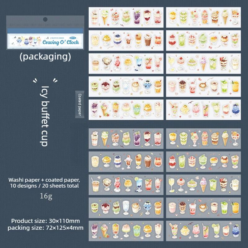 20 food themed die-cutting stickers per pack, Greedy Moment series sticker book