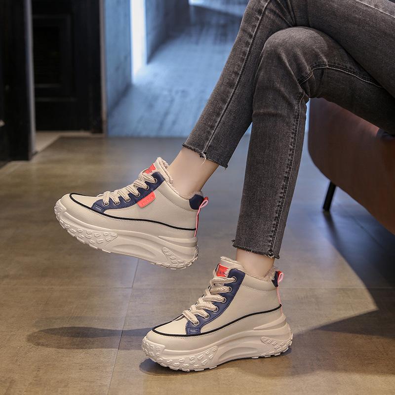 2025 Winter Velvet Warm Platform Cotton Shoes Women's Korean Version High-top Ins Tide Student Leisure Sports Women's Shoes K6717