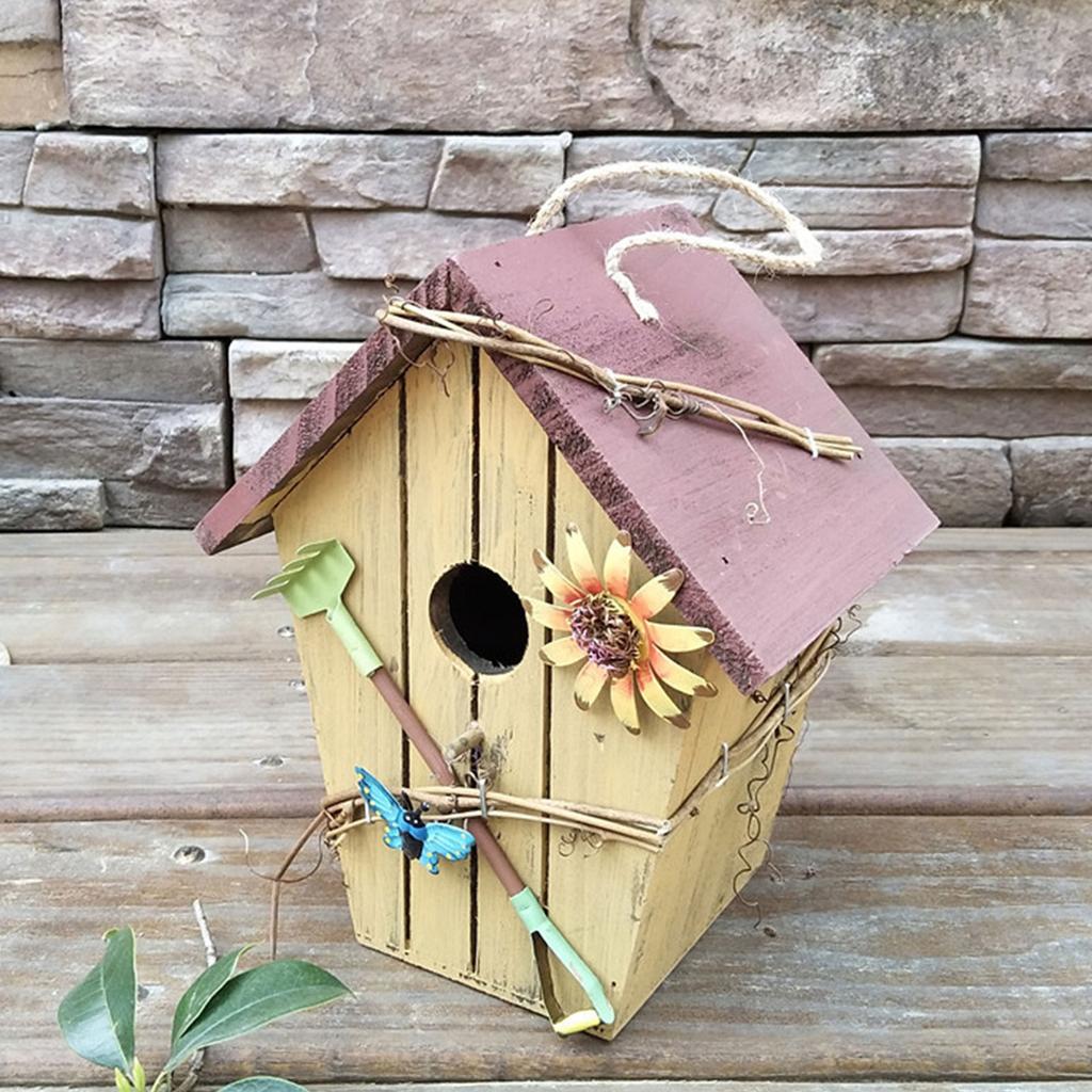 Hanging Wood Bird House for Bird Breeding Handmade Outdoor Bird Nest House for Small Feathered Bird Shelter Nest House