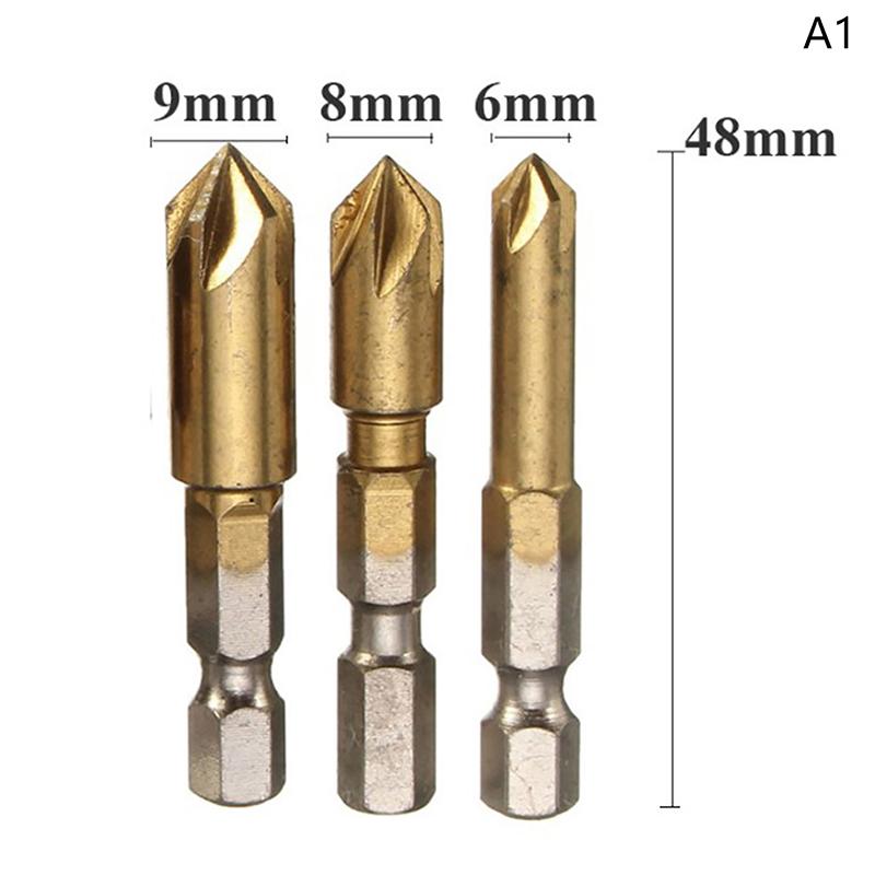 3Pcs Set 12/16/19Mm Countersink Boring Drill Bit Set For Wood Metal Quick Change Drill Bit Tool Chamfer Drill Tool