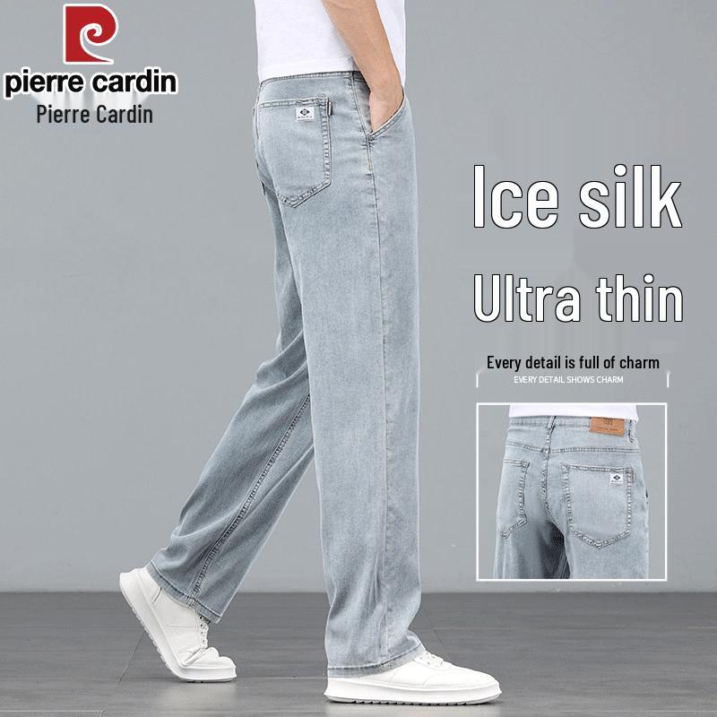 Pierre Cardin Мужские свободные прямые джинсы из ледяного шелка