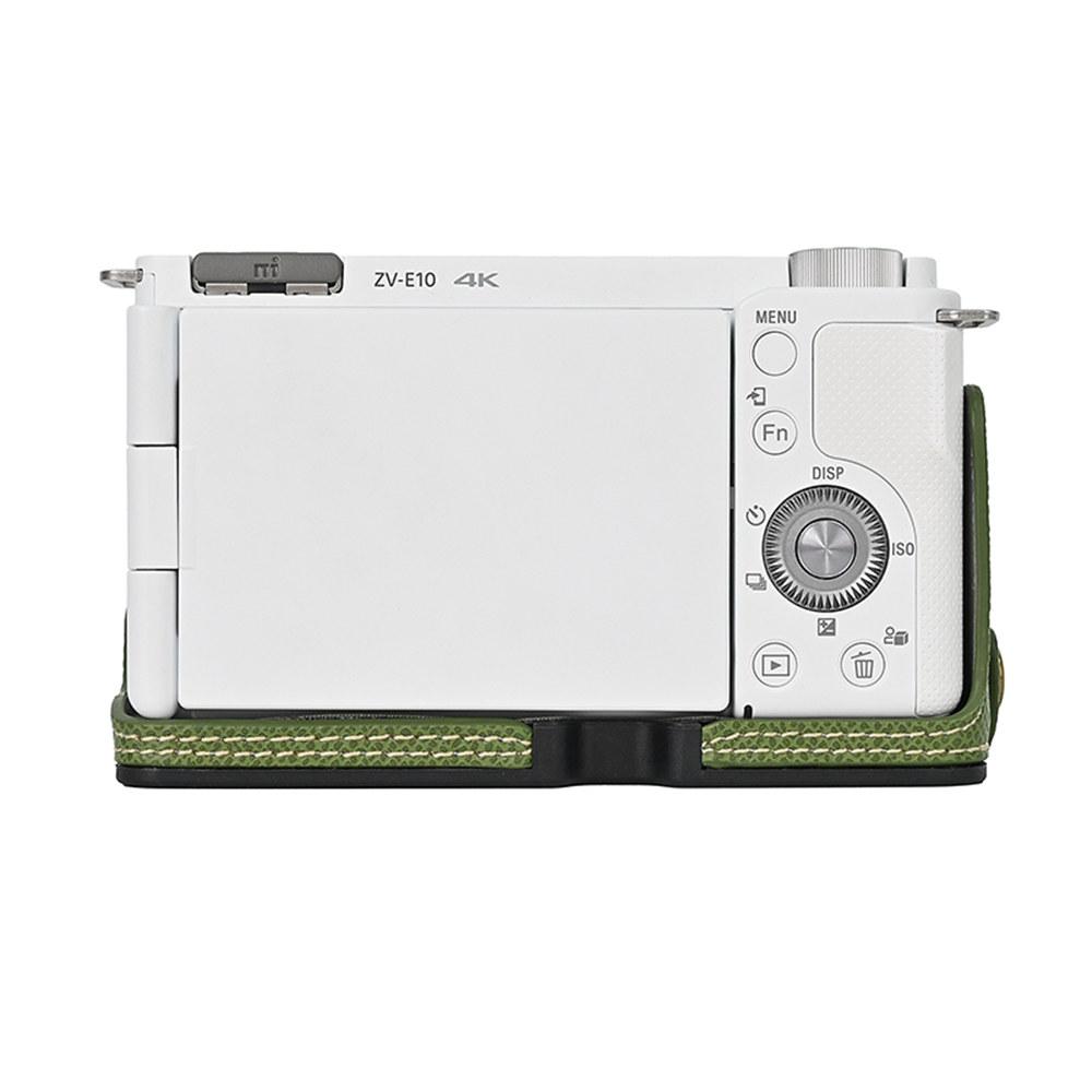 Получехол для камеры из ПУ кожи с принтом пальм для Sony ZVE10 ZV-E10 с отверстием для батареи и ремешком для руки