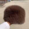 Imitation Fur New Fox Fur Flat Top Hat Thickened Fluff Warm Ear Protection Hat Dome Snow Winter Hats