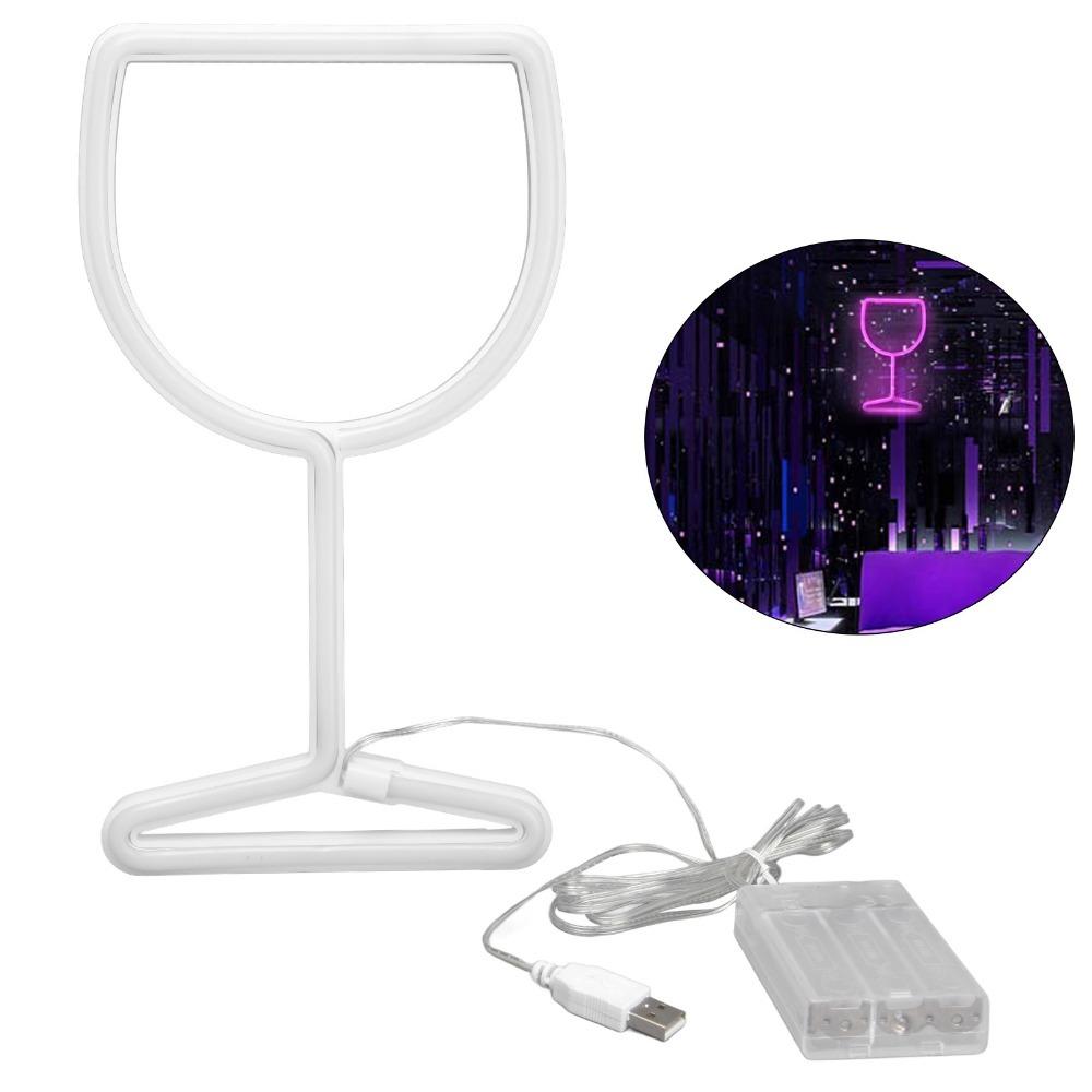 Dual Power Supply Neon Bar Light Wine Glass Neon Sign Suspension Design Neon Light  Bar Decoration