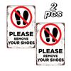 D Tin paintingpcspcs PLEASE ROMOVE YOUR SHOES Metal Sign Please Do Not Enter Without PermissionSafety Tin Sign