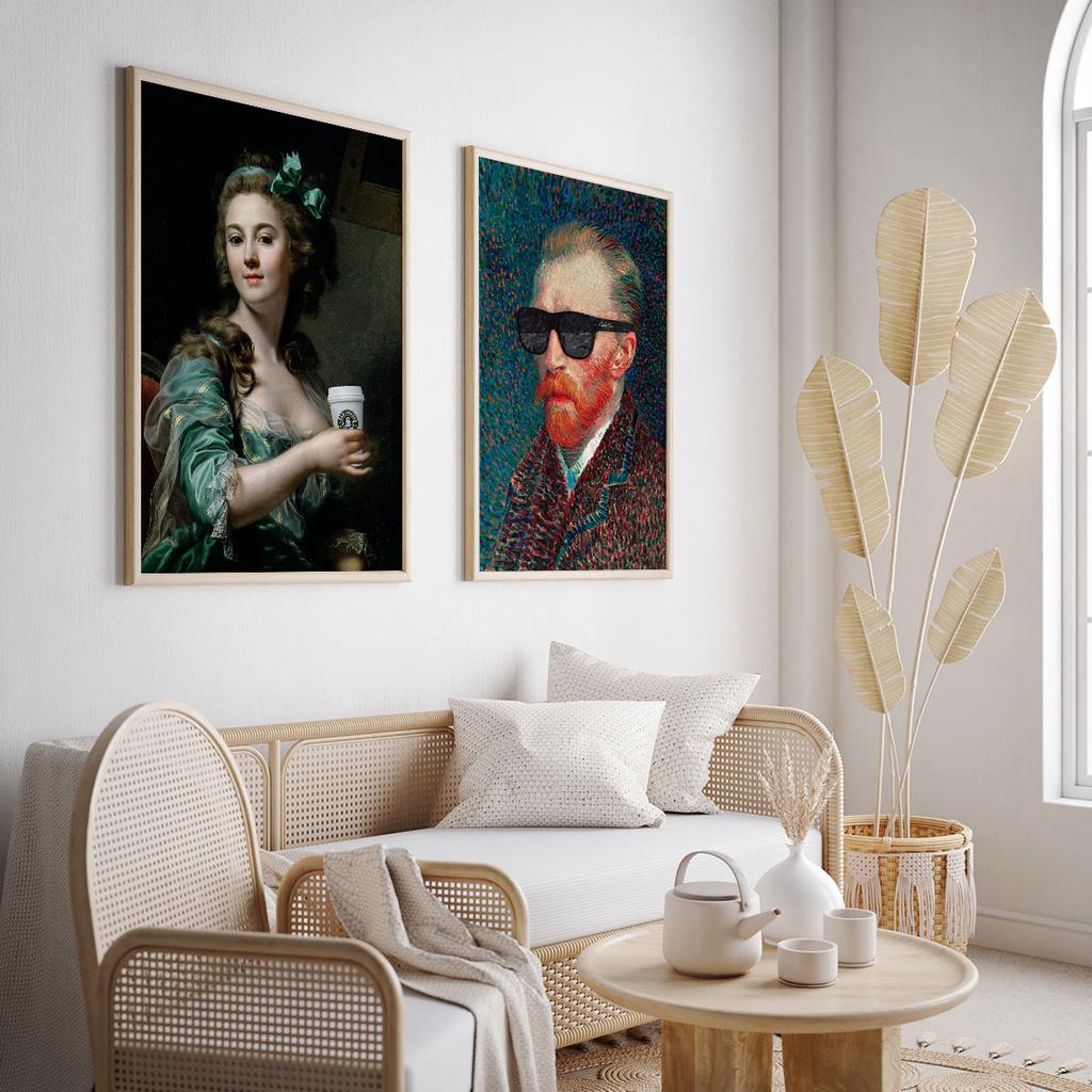 Zestaw dwóch plakatów van gogh kawa
