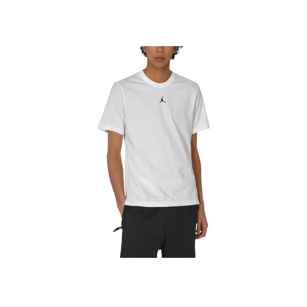 Jordan Мужская футболка с коротким рукавом и круглым вырезом Nike Dri-FIT Sport, однотонная, с логотипом, белая FN5829-100