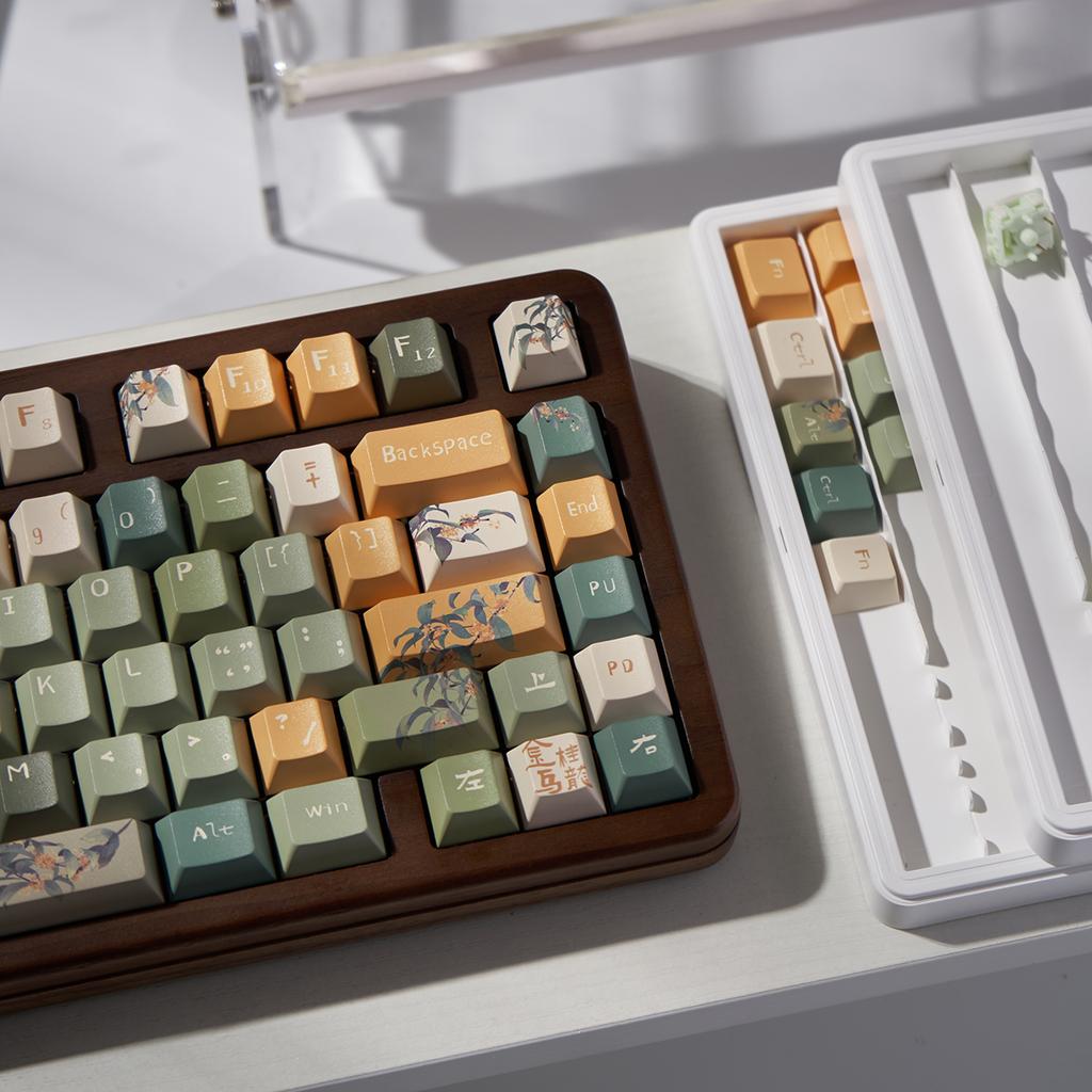 159keys Retro Green Ancient Keycap Style Jingui Oolong Chinese Painting For Mechanical Keyboard PBT Cherry URE Five-Sided Keycap