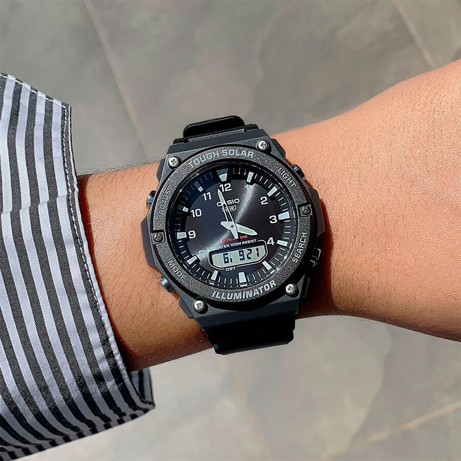 Casio Спортивные Аналоговые 100M Водонепроницаемые AQS820 Прочные Подходят для Учеников Средней и Старшей Школы Мужские Часы на Солнечной Батарее, и Цифровые, Устойчивые, Серия,