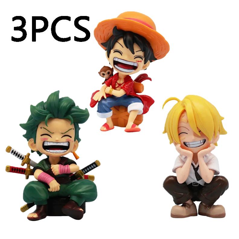 13.5 CM peripheral series Luffy Solon Sanji Qversion sitting posture childrens model figurine toy gift collectibles