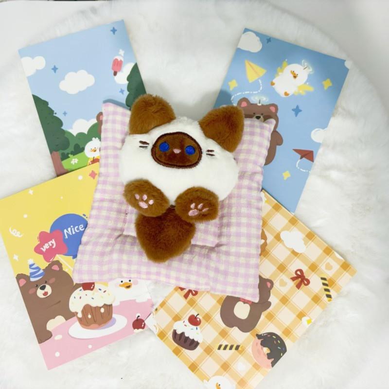 Kawaii Small Cat Kitten Plush Doll Cartoon Soft Stuffed Plushie Girl's Bag Keychain Hanging Pendant Toys Decorative Gifts