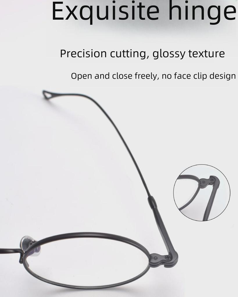 Круглая оправа для очков из чистого титана в стиле ретро M5-MOD01: Черный, маленький, подходит для людей с близорукостью