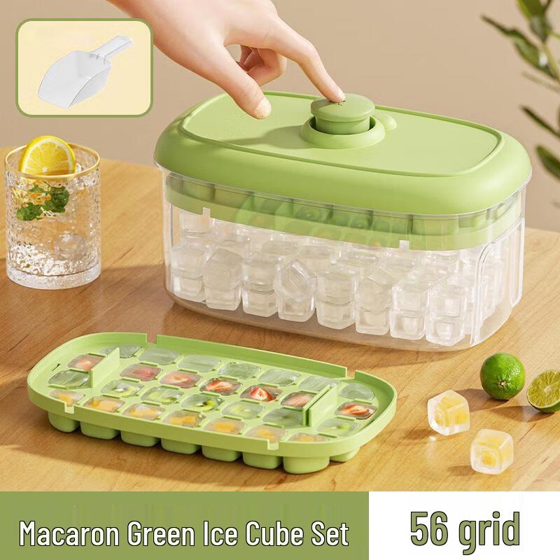 JINGRUIXIANG Easy-Release Press Ice Cube Tray with Storage Box