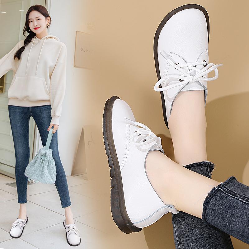 Женские топсайдеры, кожаные удобные туфли на плоской подошве для вождения, повседневные прогулочные туфли больших размеров, минималистичная обувь для беременных, женские демисезонные полуботинки