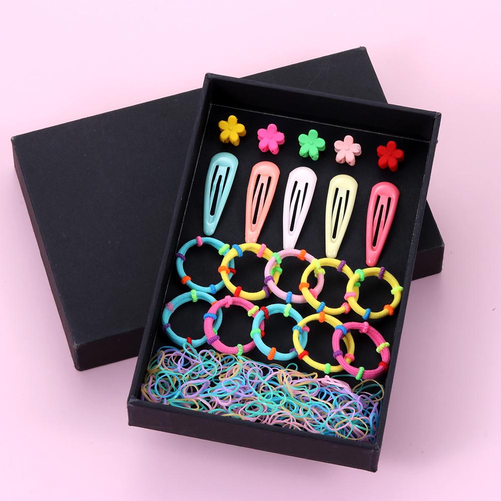 220PCS/Set Candy Color Kids Elastic Gifts Hair Rope Accessories Hairpin Hair Clip