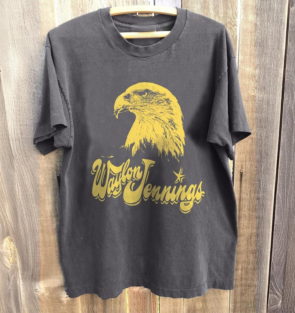 Waylon Jennings EAGLE Unisex Charcoal T-Shirt S-5XL