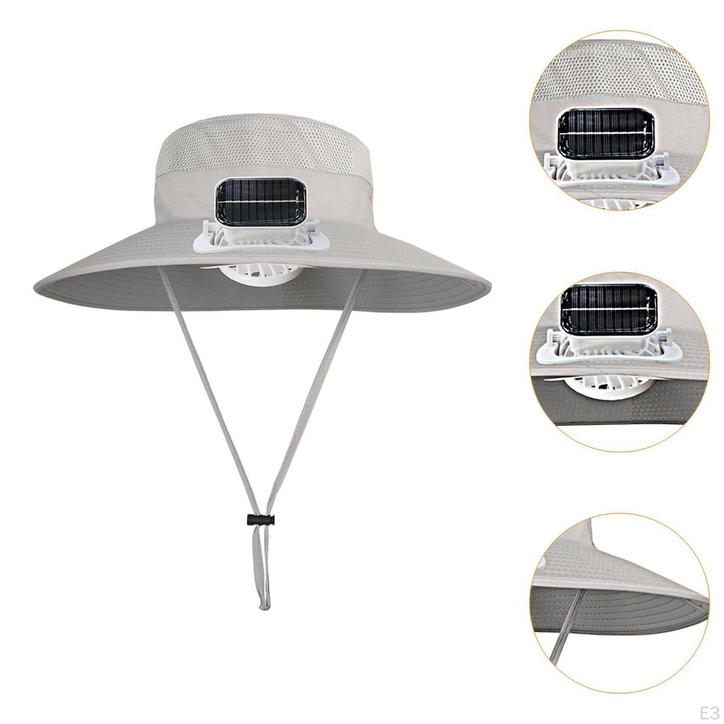 Children Outdoor Fan Hat Solar Powered Rechargeable Multipurpose Wide Brim for Farming Fishing