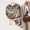 New Street Popular Leopard Print Rose Print Women's Scarf Silk Scarf Spring and Autumn Travel Warm Scarf
