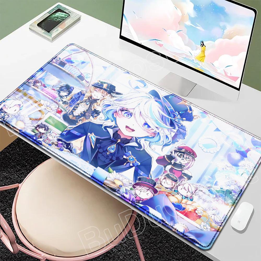 Новые обои Игрок Genshin Furina Коврик для мыши Аниме Игровой коврик для мыши HD Печать Настольные коврики Резиновый настольный коврик XXL Коврики для стола