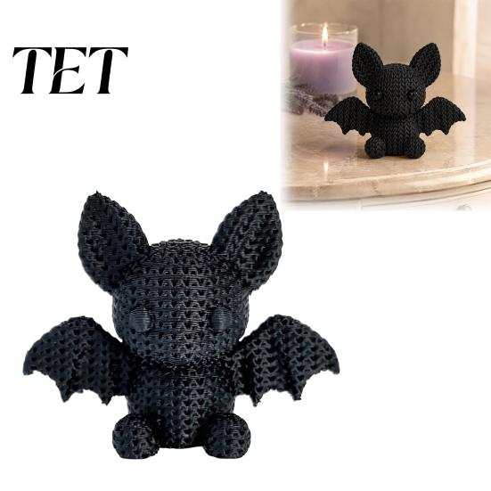 Handmade Style Bat Statue 3D Printed Figurine with Knitted Texture, Cartoon Halloween Decoration, Creative Birthday Gifts for Lovers Cute Animal Desk
