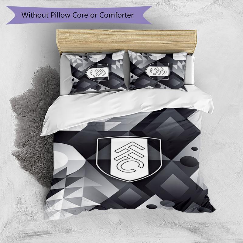 Fulham Football Printed 3 Pieces Bedding Set, Comfortable Skin Friendly Bedroom Duvet Cover Set