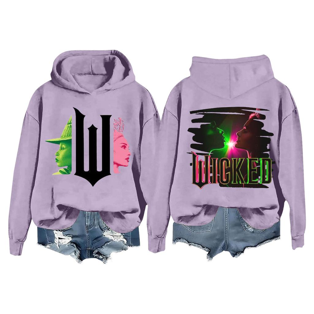 Женская модная повседневная кофта с длинными рукавами и принтом ведьмы с капюшоном