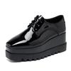 Versatile Women's Platform Muffin Shoes 2025 Autumn British Style Square Toe Patent Leather Wedge Heel Casual Single Shoes HZB